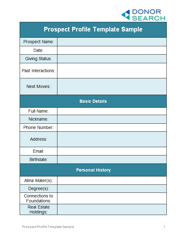 Perfect Your Prospect Profile Templates [Free Examples] DonorSearch