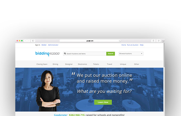 Check out BiddingForGood's charity auction website.