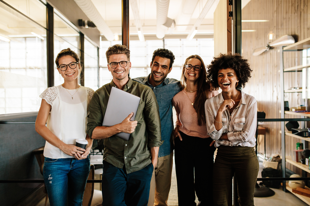 Diverse people smiling and laughing