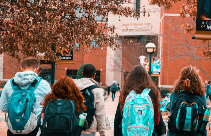 group of students entering school in the fall