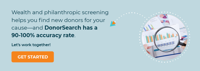 Click through to get started with DonorSearch's wealth and philanthropic screening services!