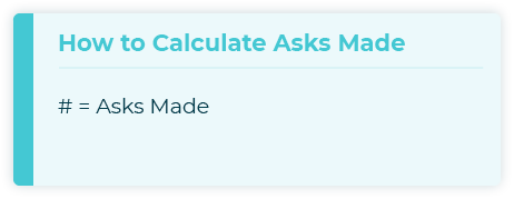 This graphic shows you how to determine asks made, a critical nonprofit fundraising KPI.