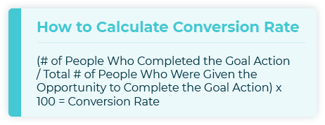 This graphic explains how to calculate conversion rate, a useful nonprofit fundraising metric.
