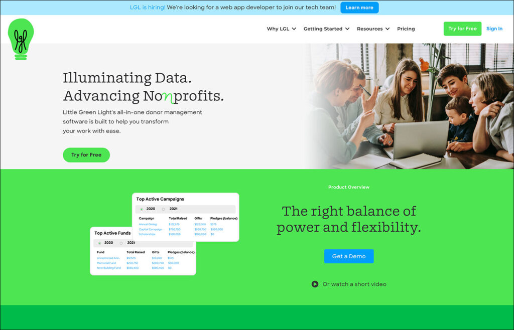 Little Green Light is the best donor management fundraising software.