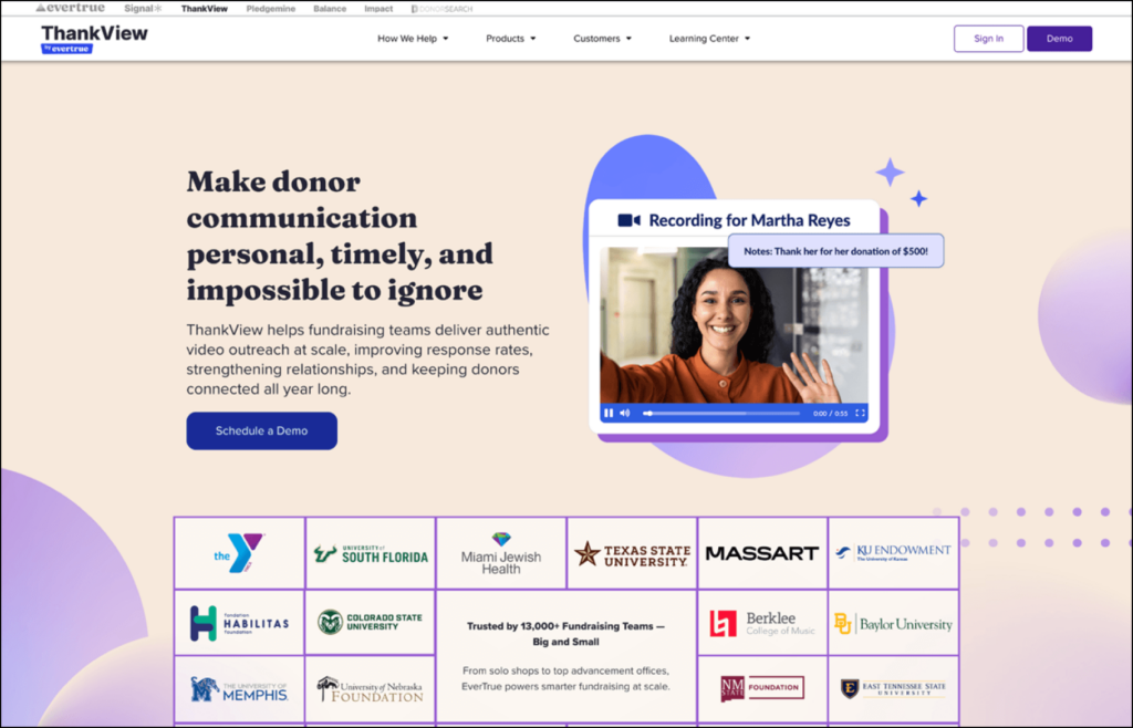 ThankView's website
