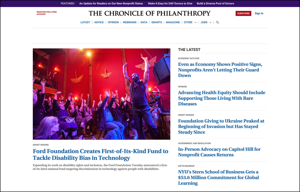 The Chronicle of Philanthropy is a prospect research tool that offers a variety of useful reports and datasets.