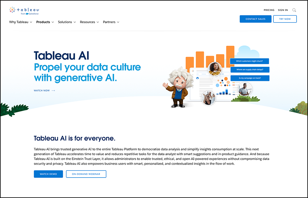 This is a screenshot of Tableau, an AI tool for nonprofits. 