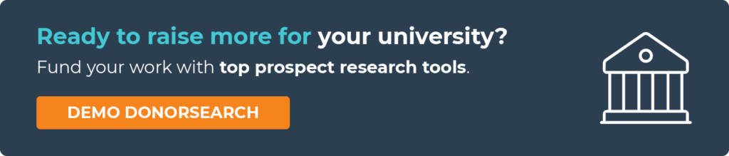 Get a demo of the top university fundraising tool, DonorSearch!