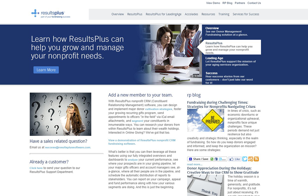 ResultsPlus’s homepage