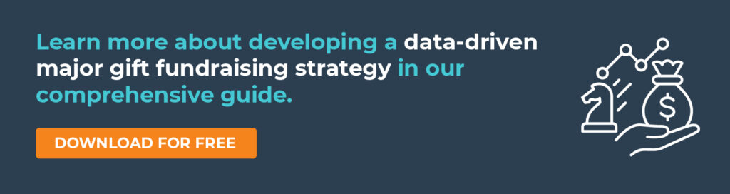 Learn more about developing a data-driven major gift fundraising strategy in our comprehensive guide. Download for Free.
